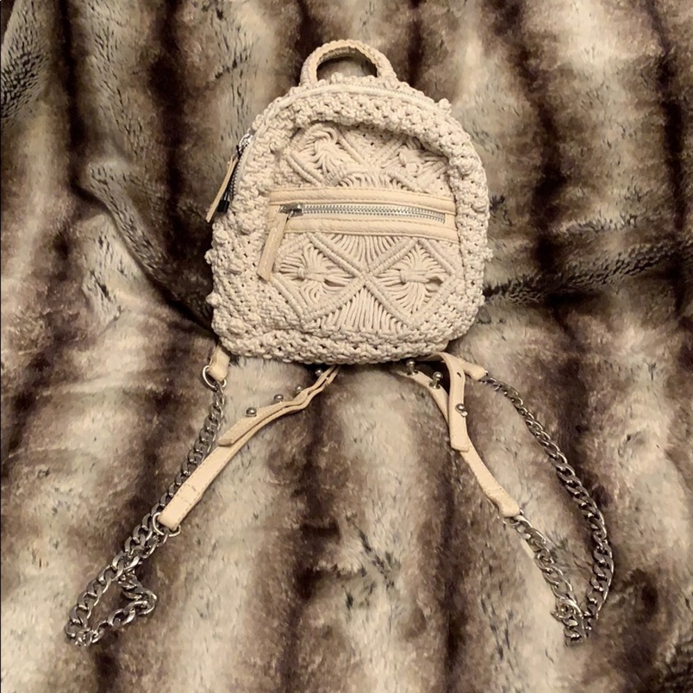 Zara Macramé Mini Backpack in Cream - Picture 3 of 6